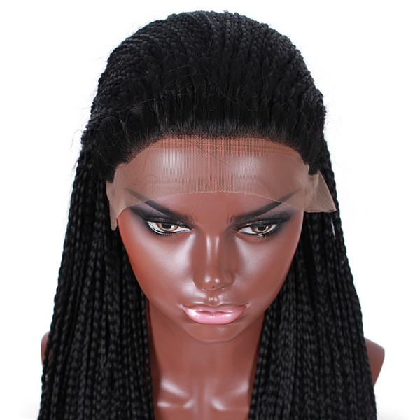 Black curly synthetic Lace front braided wig popular selling micro braids wig for black women