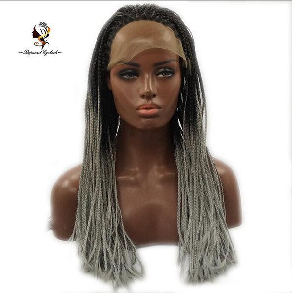 new style two colored synthetic micro braiding hair hot sale fashion synthetic lace front wigs