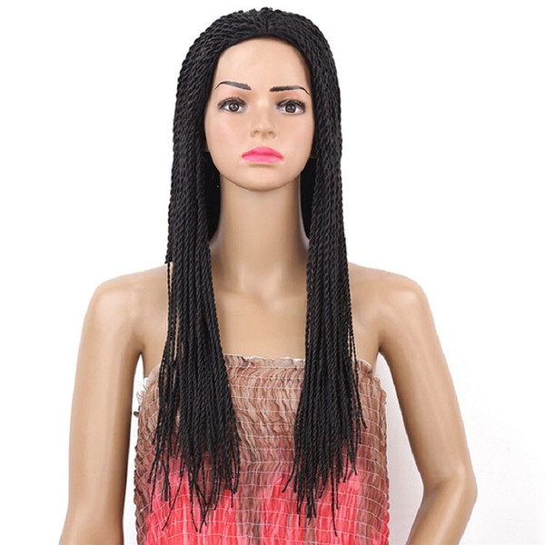 2X Twist Braids Wig Nature Black Long Synthetic Hair Wigs for Women 22inch Glueless Heat Resistant Hair Women Wigs