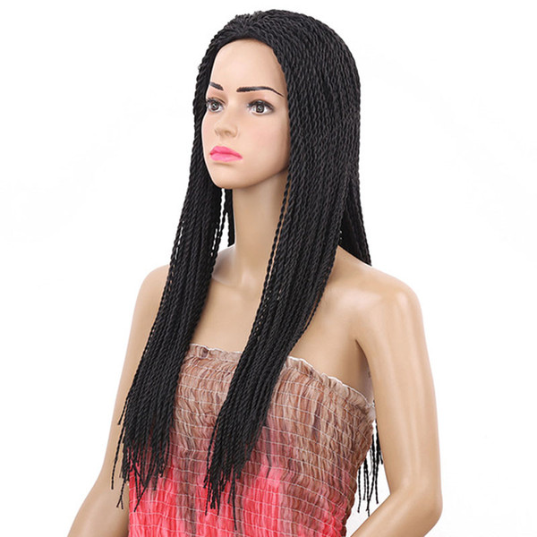 Stock hand tied Micro braided lace front wigs for african american twist wig Synthetic Lace Front Wig Hot Sale Wig braiding synthetic wigs