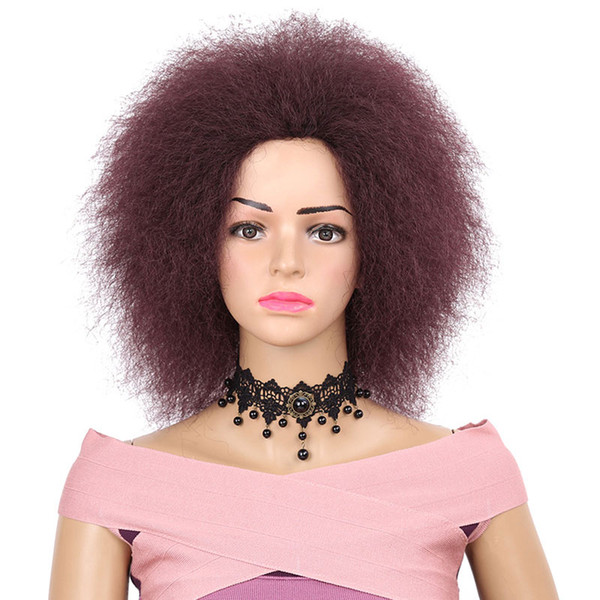 Hot selling Afro Kinky Curly Wig Simulation Human Hair Afro Kinky Curly Wigs for Black Women in Stock Natural Black/99J/27#