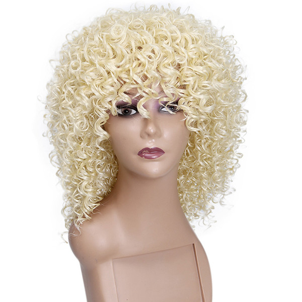 AISI HAIR Short Afro Kinky Curly Wig Brown and Blonde Color High Temperature Fiber Synthetic Wigs