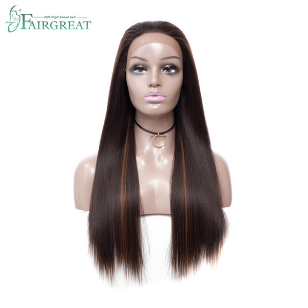 Fairgreat P4/30 Hair Color 24inch Long Straight Synthetic Lace Front Wigs For Women Natural Looking Hair Wigs