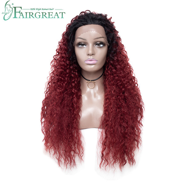 Fairgreat OT27# Hair Color Long Ombre Water Wave Synthetic Lace Front Wigs High Density Heat Resistant Synthetic Hair Wigs For Women 26inch