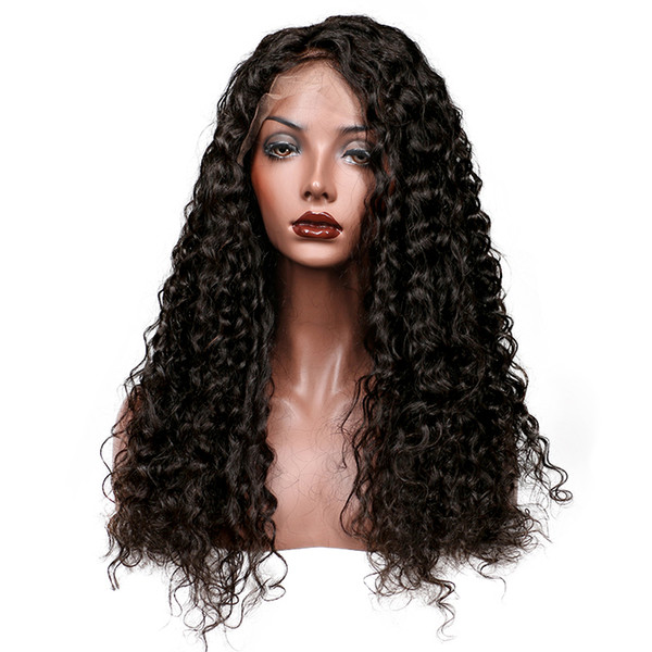 Lace Frontal Human Hair Wigs For Black Women Brazilian Full Lace Frontal Wig With Baby Hair Bleached Knots Curly Lace Wig