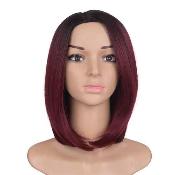 Synthetic Hair Wigs short ombre bob straight Heat Resistant Wigs For Black Women Mtmei hair ombre two tone color hair