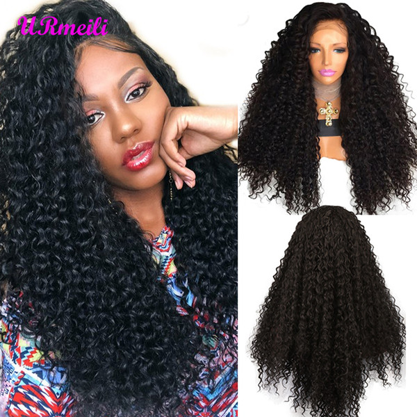 Synthetic Lace Front Wigs Long Afro Kinky Curly Wigs For Women Black Heat Resistant With Baby Hair 180% Density Lace Front Wigs