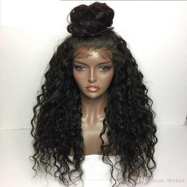 Cheap Curly Synthetic Wigs Natural Looking Black Color Loose Curly Synthetic Hair Lace Front Wig For Black Women