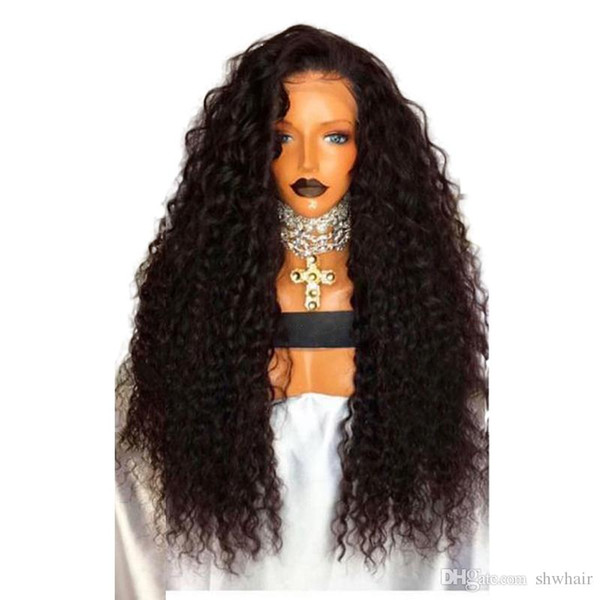 Long Curly Synthetic Lace Front Wigs For Black Women Heat Resistant 180 Density Glueless Curly Synthetic Hair Wig With Baby Hair