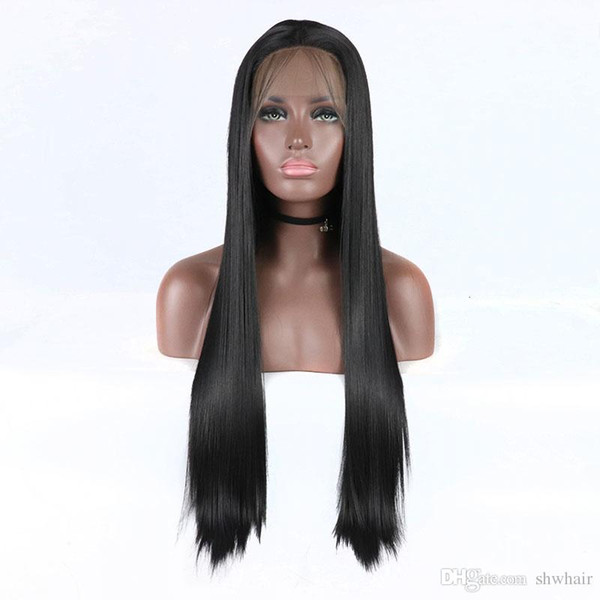 Heat Resistant Synthetic Lace Front Wig With Baby Hair Long Silky Straight Fiber Lacefront Wigs Glueless For Black Women