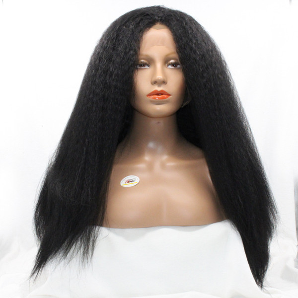 Kinky Straight Synthetic Wigs Free Part For Black Women Glueless Afro Kinky Straight Hair Lace Front Wig Synthetic With Baby Hair