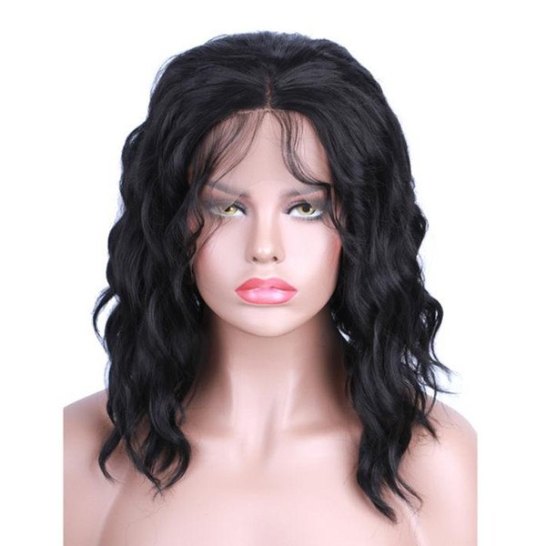 Short Synthetic Wigs For Black Women Natural Wave Heat Resistant Fiber Short Black Lace Front Wig Synthetic Hairwith Baby Hair