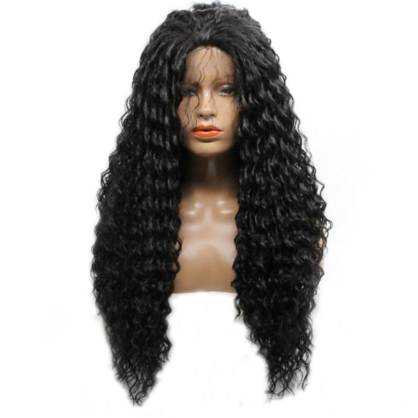 Free Part Glueless Wig Synthetic Heat Kinky Curly Natural Looking Soft Long Kinky Curly Wigs For Black Women 180 Density