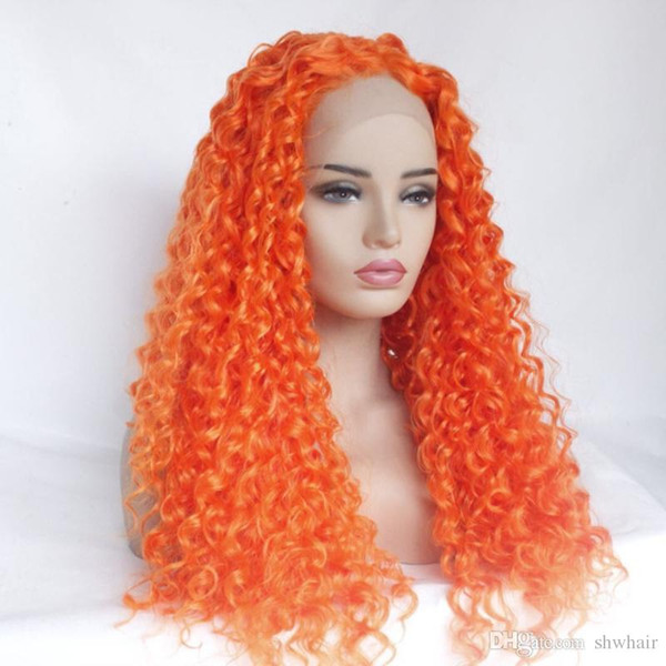 Synthetic Lace Front Wigs With Baby Hair Orange Tight Curly Heat Resistant Synthetic Lace Front Orange Wigs Kinky Curly For White Women