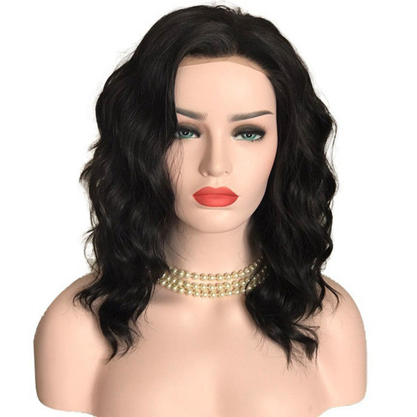 Long Wig Deep Waves Half Handmade Medium Length Natural Black Lace Front Wigs For Black Women