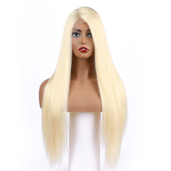 Synthetic Lace Front Wigs With Baby Hairs Platinum Blonde Silky Straight Long Lace Frontal Synthetic Wigs Full For Women