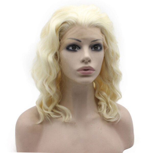 Lace Front Wig Synthetic Blonde Heat Resistant Fiber Hair Glueless Shoulder Length Blonde Lace Front Synthetic Wigs For Black Women