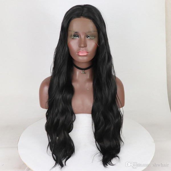 Body Wave Synthetic Lace Front Wig Heat Resistant For Black Women 180 Density Glueless Long Wavy Synthetic Lacefront Wigs