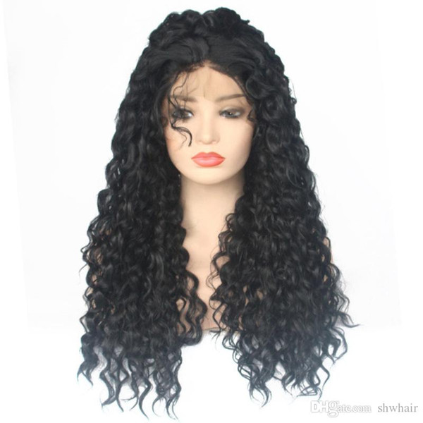 Curly Lace Wigs Synthetic High Temperature Heavy Density Black Synthetic Lace Wigs With Baby Hair For Black Women