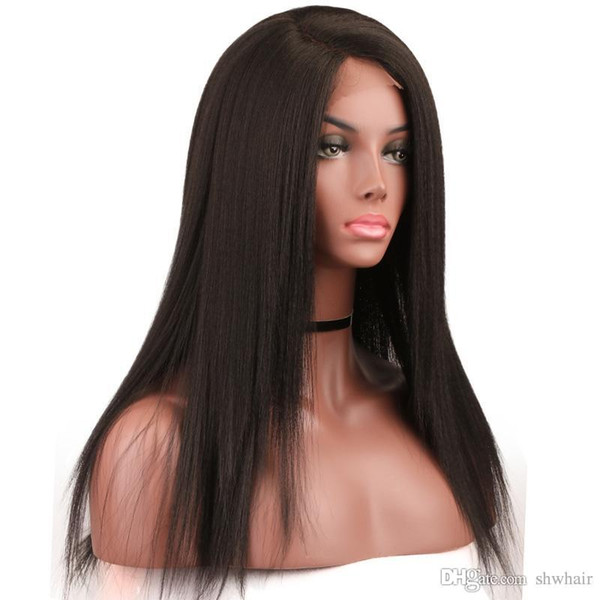 Light Yaki Synthetic Wig Fiber Hair Glueless High Temperature Hand Tied Glueless Yaki Synthetic Lace Front Wigs For Black Women