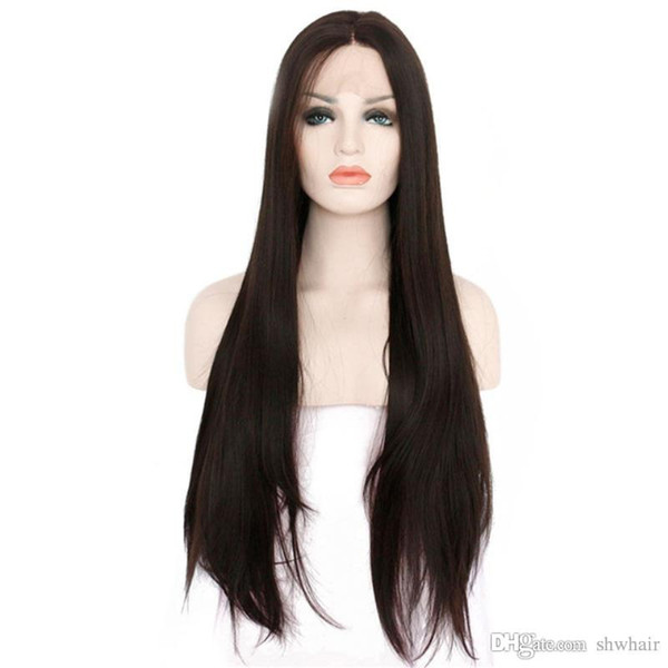 Synthetic Hair Lace Front Wigs For Woman Heavy Density Long Black Heat Resistant Straight Lace Wigs Synthetic With Baby Hair