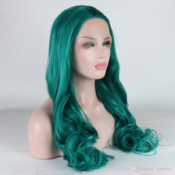 Blue Wig Synthetic Heat Resistant Blue Color Fiber Hair Super Wave Hair Blue Synthetic Lace Front Wigs Free Part with Baby Hair