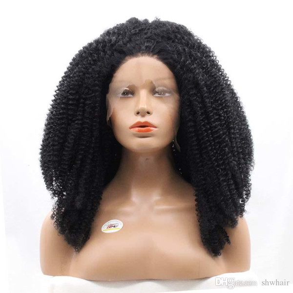 Afro Kinky Curly Synthetic Lace Front Wigs For African Americans Glueless Heat Resistant Fiber Afro Curly Synthetic Hair Full Head Lace Wig