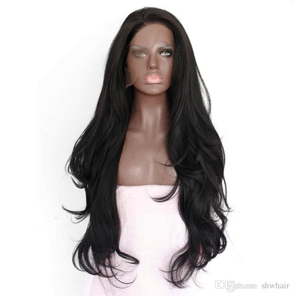 Front Lace Wig Synthetic Side Part Baby Hair For Black Women Natural Looking Long Wavy Side Parting Heat Resistant Synthetic Lacefront Wigs