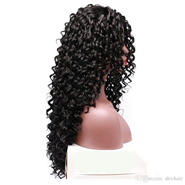 Synthetic Lace Front Wigs Kinky Curly Hand Tied Natural Looking Long Black Glueless Kinky Curly Synthetic Lacefront Wig For Black Women