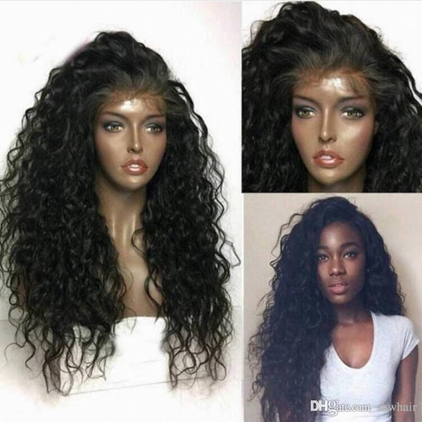 Long Curly Synthetic Lace Front Wigs 180 Density Long Black Glueless Heat Resistant Lacefront Curly Synthetic Wig With Baby Hair