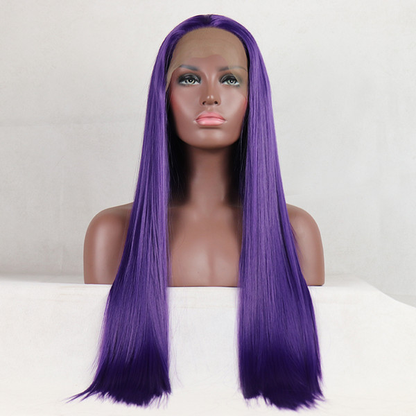 Long Straight Purple Lace Front Wig Cosplay Natural Costume Club Party Daily Hair Syntheetic Wigs for Women