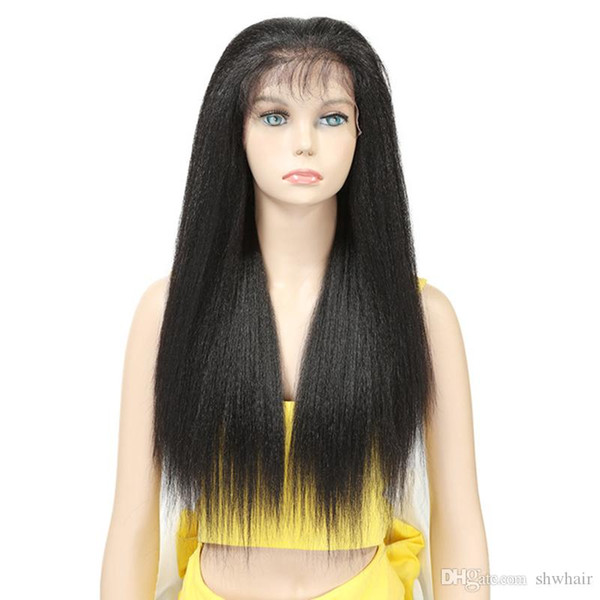 Synthetic Yaki Wig For Black Women Glueles Heat Resistant Fiebr Hair High Temperature Yaki Straight Lace Front Wigs With Baby Hair