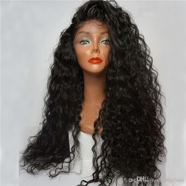 Synthetic Lace Front Wig Curly With Baby Hair For African Americans Heat Resistant Half Hand Tied Curly Synthetic Lace Wigs