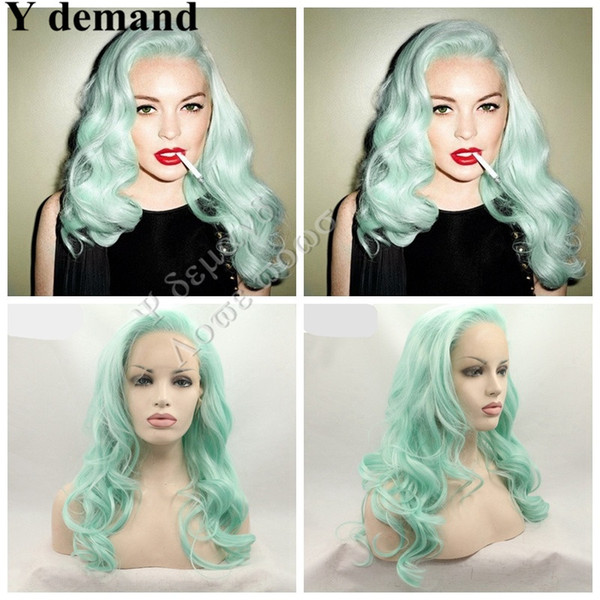 Green Blue Body Wave Wigs Synthetic Lace Front Wig Heat Resistant Exquisite Brazilian Hair Fashion For Black Women Y demand