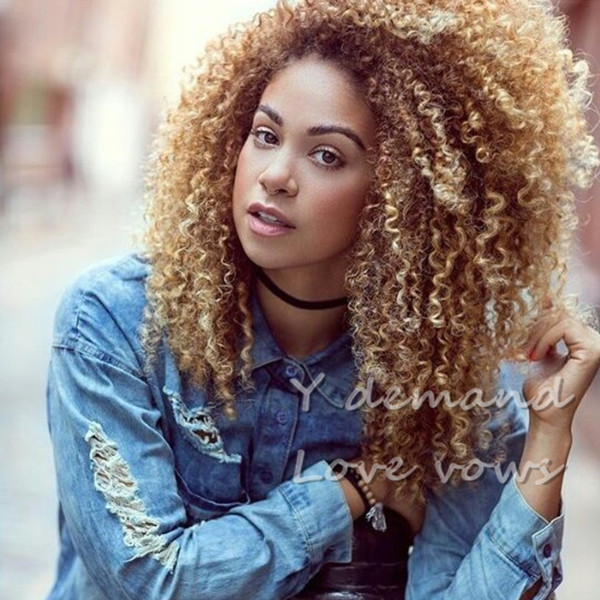 Afro Hair Top Short BOB Blonde Silky Curly Wavy Wig Simulation Like Human Hair Wigs For Black Women Y demand