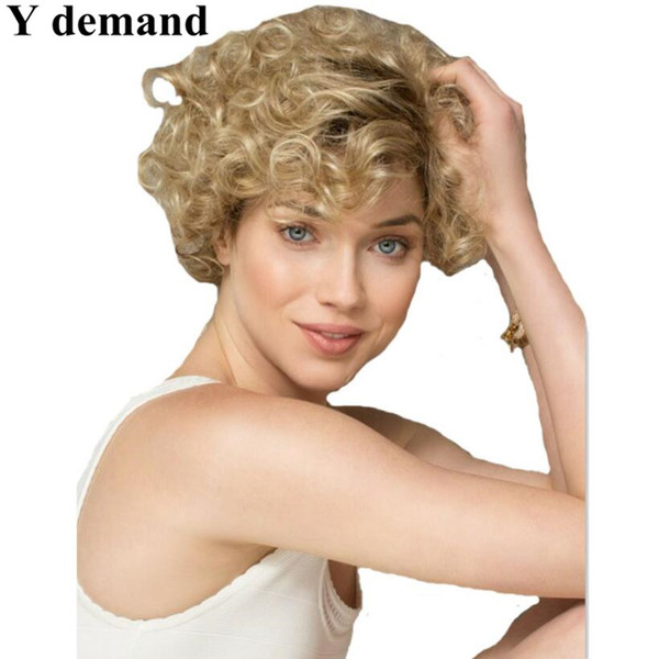 Promotion Afro Kinky Curly Blonde wigs Synthetic Short Black For Black Women Natural Cheap Fashion Party Short Hair Cut Wigs