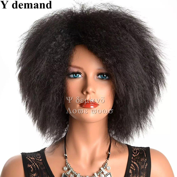 Men/Women Newest Afro Black Hair Afro Short Straight Wig Fashion Siulation Brazilian Human Hair Wigs Full Wigs In stock Y demand