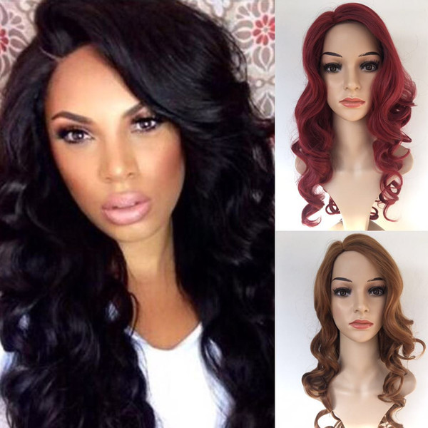 Long Black Wavy Hair Afro Synthetic Wig Siulation Brazilian Human Hair Wigs Full Wigs In stock For Black Women Y demand