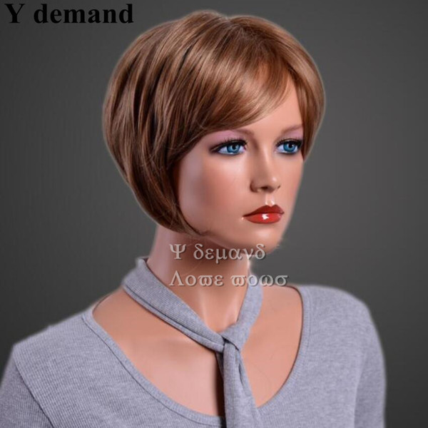 Synthetic Wig Celebrity Short Brown Hair Cuts Synthetic Wig Cheap Wigs Online Straight Wigs For African American Women