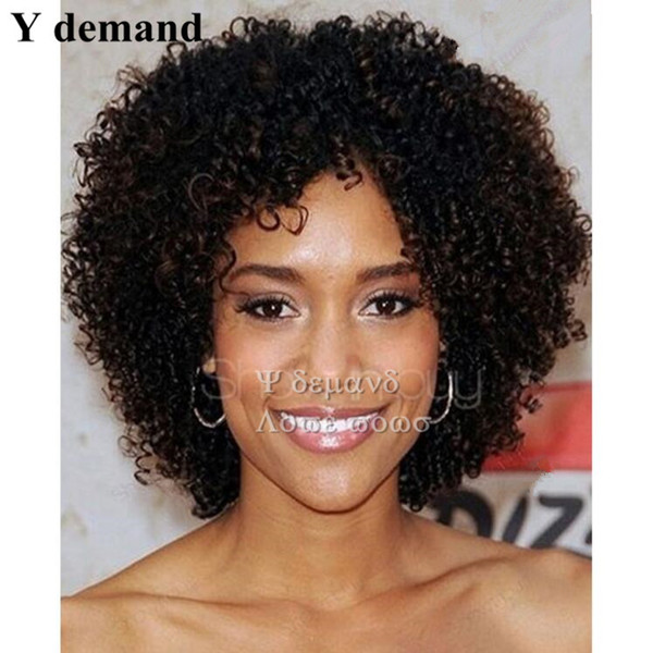 Charming Short BOB Afro Kinky Curly Wig Black None Lace Cheap Wigs Online Synthetic Wig Perucas For Sale In Stock