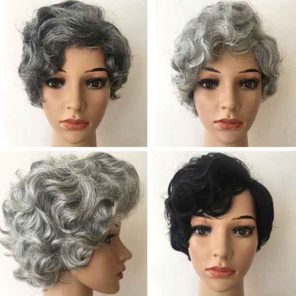 Sliver Grey Synthetic Hair Wigs,10'' Short Wavy Heat Resistant Hair Periwigs,New Arrival Party Wigs for African American Women