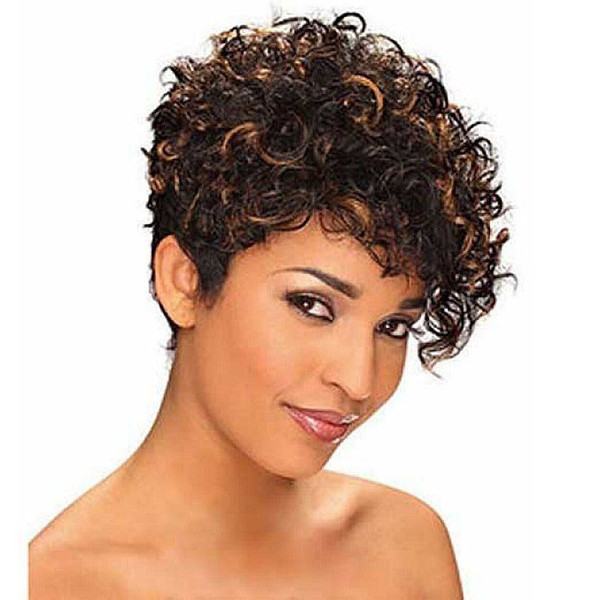 Wigs for black women Pixie cut short Like human hair bob full lace wigs with Kinky Curly hair for Africans