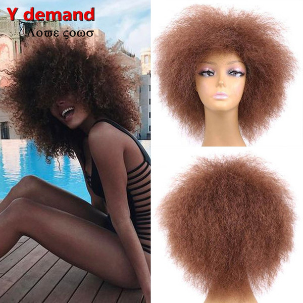 Short Fashion BOB Kinky Curly Melanin Hair Synthetic Full Afro Wigs For Black Women In Stock High Temperature Fiber