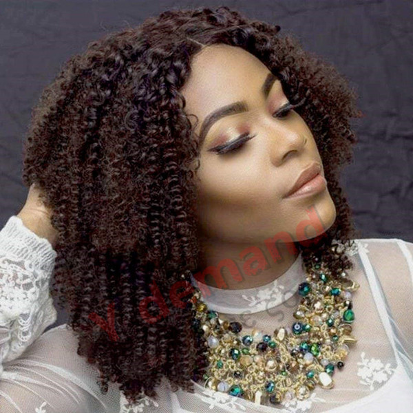New Short Bob Black Brown Kinky Curly Wigs For Black Women Synthetic None Lace Wig, Japanese Kanekalon Fiber Afro Wgs