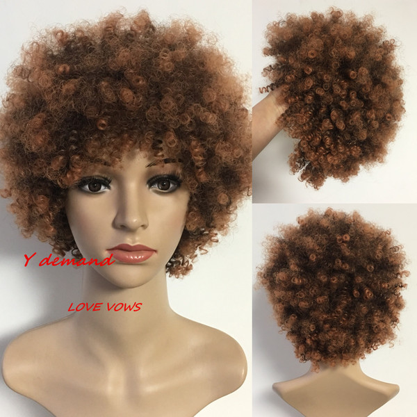 Fashion Short Kinky Curly Celebrity Wig African American Wigs Fiber Afro Wigs Synthetic Full Wigs Y demand