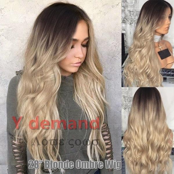 Y Demand - Natural Hair Wigs Long Ombre Black Blonde WIG For Black Women Fashon Cool Hair