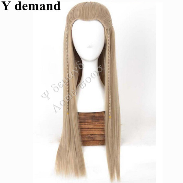 Fashion FREE P&P>>>>>>The Hobbit Legolas Long Straight Men Wig Ash Blond Movie Cosplay Wig None Lace Hair In Stock