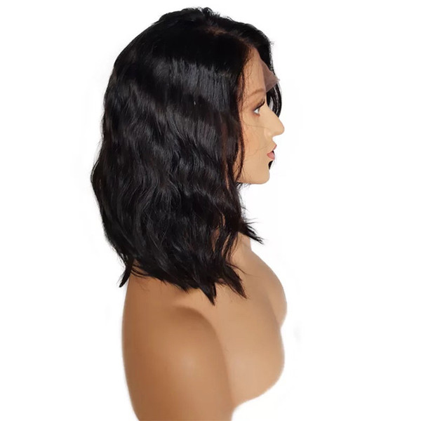 Y demand 100% Fiber 14inch Black Hair Wig Lace Front Short Bob Glueless Wig For Woman