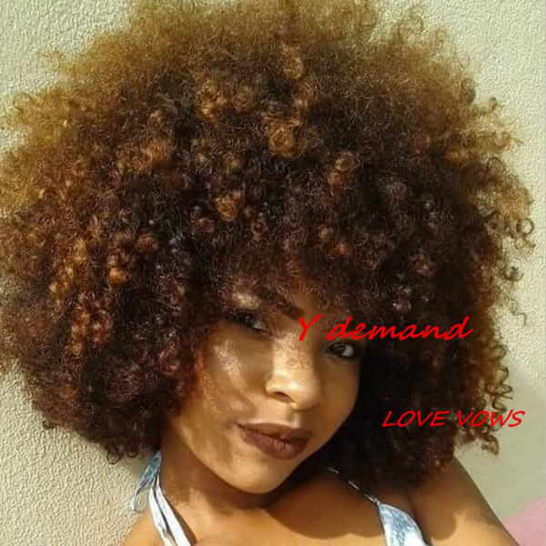 Top Quality New Arriving Short Light Brown Kinky Curly Full Wig Simulation Human Hair Fashion Shorts Curl Full Head