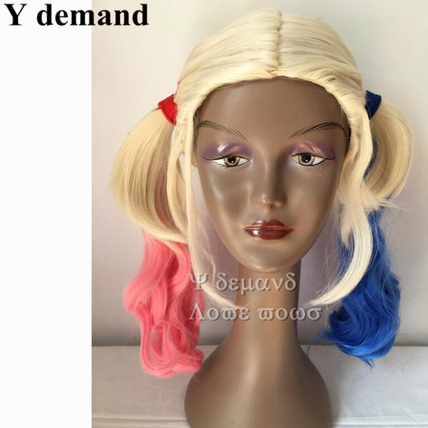 Suicide Squad Gradient Cosplay Wigs Factory Direct Sales Good Quality Pelucas kanekalon Wigs Halloween Anime Wigs